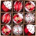 Valery Madelyn Christmas Ball Ornaments, 9ct Candy Cane Red White Shatterproof Christmas Tree Decorations Set, 2.76 Inch Decorative Hanging Hanging Ornament Bulk for Xmas Holiday Party Decor