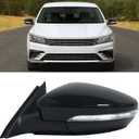 Left Driver Side Mirror Fit for Volkswagen Passat 2016-2020, Glossy Black Door Mirror with Turn Signal Heated Power Glass (6 Pins)