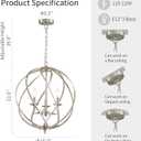 ANJIADENGSHI Modern Globe Chandelier, Brushed Nickel Pendant Lighting for Kitchen Island, Metal Adjustable Hanging Light Fixture for Dining Living Room Foyer Bedroom