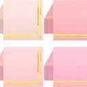 200 Pcs Pink Mix Cocktail Napkins with Gold Foil Accents, Folded 5 x 5 Inches Disposable Bar Paper Napkin Beverage Party Napkins for Wedding Baby Shower Dinner Birthday Party Supplies