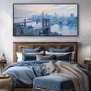 Modern Wall Art - New York Pictures Wall Decor for Living Room, Contemporary Artwork for Walls, Large Framed Art, Brooklyn Bridge Wall Art for Office 24×48IN