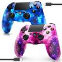 2 Pack Wireless Controller for PS4, Controller for Sony PlayStation 4, Double Shock 6-Axis Motion Sensor, Sensitive Touch Pad, Built-in Speaker & 3.5mm Headset Jack, Compatible with PS4/Pro/Slim