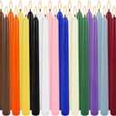 24 Colored Taper Candles, 7-8 Hours Burn Time, Unscented, Smokeless and Dripless, 0.75 x 10 Inch Dinner Candle Set for Household, Wedding, Party and Home Dcor Candlesticks (Colors)