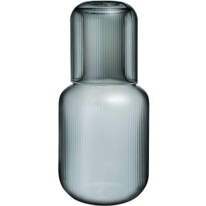 Sizikato 25 Oz Gray Glass Bedside Night Water Carafe with Tumbler Glass