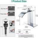 VOTON Chrome Bathroom Faucets Waterfall Bathroom Sink Faucet Modern Single Handle Bathroom Faucet for 1 or 3 Holes with Deck Plate and Pop-Up Drain, Rv Sink Camper Farmhouse Bathroom Faucet