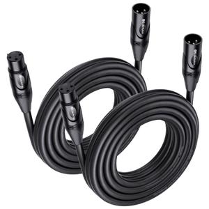 Cable Matters 2-Pack Premium XLR to XLR Cables - 20ft, Male to Female Microphone Cable, Oxygen-Free Copper (OFC) Mic Cord, Black