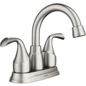 Moen Idora Spot Resist Brushed Nickel Two-Handle Centerset Bathroom Sink Faucet with Drain Assembly, 84115SRN