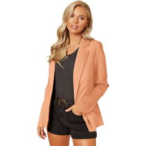 UNIQUE 21 Women's One Button Boyfriend Blazer for Work Casual - Ladies Jackets Outfits Suits for Work (6, Camel)