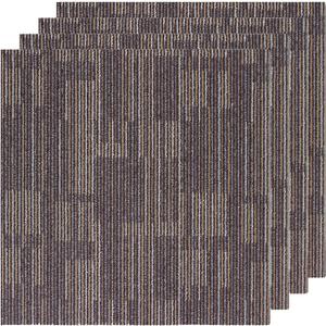 Carpet Floor Tiles 24 x 24 Commercial Carpet Squares 18 Pcs Peel and Stick Non-Slip Office Soft Tiles DIY Installation for Living Room Bedroom Study Hotel, Brown