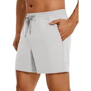CRZ YOGA Men's Linerless Workout Shorts 5'' - Lightweight Quick Dry for Running Sports Athletic Gym with Pockets (Gray, Large)