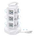 10-Outlet Power Strip Tower | Outlet Expander | Retractable Extension Cord with 4 USB Ports | Multi Plug Surge Protector for Multiple Devices, Cell Phone, Computer Accessories | Office, Desk Organizer