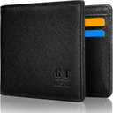 Gostwo Mens Wallet RFID Blocking Slim Minimalist Bifold Wallet with ID Window & Business Card Holder, Thin Front Pocket Design, Stylish Wallet for Men, Teen, Boyfriend, Husband (Black Cros)