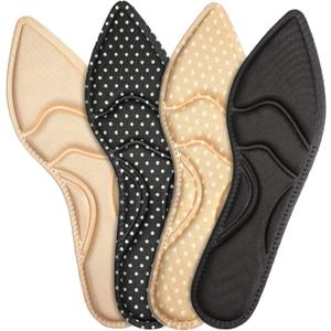 4 Pairs High Heel Insoles Breathable Shoe Pads 10.03 Inch Boot Inserts Foot Cushion Comfort Sponge Insert for Women Foot Pain, Arch Pain, Heel Sore, Loose Shoes(Classic Four Colors)