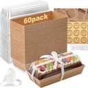 WERTIOO 60Pcs Charcuterie Boxes with Clear Lids - 7 Inch Disposable Paper Mini Charcuterie Boxes, To Go Bakery Dessert Boxes with Lid for Sandwich, Cookie, Sushi, Cake Slice, and Strawberries (Brown)
