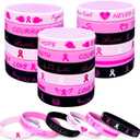 30PCS Breast Cancer Awareness Silicone Wristbands Pink Ribbon Bracelets Hope Faith Strength Accessories Women Party Supplies Favors.