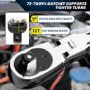 PRIDE&CRAFT 3PC Drive Extra Long Flex Head Ratchet 72-Tooth, Socket Wrench Quick Release Reversible Design, Swivel Head Ratchet, Chrome Alloy Made, EVA Organizer