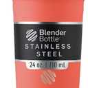 BlenderBottle Sport Shaker Cup Insulated Stainless Steel Water Bottle with Wire Whisk, 24-Ounce, Full Color Coral
