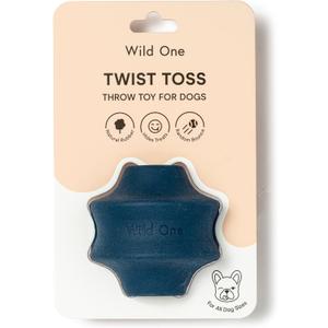 Wild One Twist Toss Dog Toy 100% Natural Rubber, Fun to Chew, Durable for Average Chewers, Fetch Toy, Treat Dispensing Blue (Large (Single))