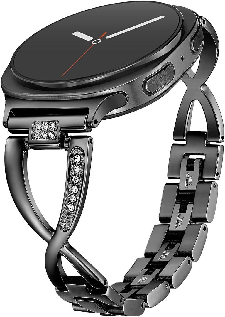 Dressy Bling Bands Compatible with Samsung Galaxy Watch 8 40mm/44mm Watch8 Classic 46mm Women Stainless Steel Replacement Wristbands