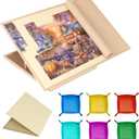 Tektalk Foldable Jigsaw Puzzle Board with 4 Angle Adjustable Bracket/Stand, Lightweight Portable Puzzle Mat Plateau with Wooden Easel, Foldaway Felt Puzzle Table, for Up to 1500 Pieces (Beige)