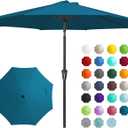 JEAREY 9FT Outdoor Patio Umbrella Outdoor Table Umbrella with Push Button Tilt and Crank, Market Umbrella 8 Sturdy Ribs UV Protection Waterproof for Garden, Deck, Backyard, Pool (Lake Blue)