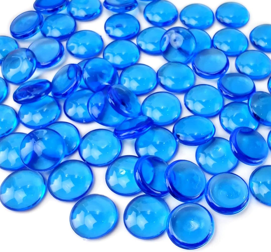 HappyFiller 630 PCS Acrylic Flat Marbles Fake Crystal Gems for Glass Vase Fillers, Crafts,Party Confetti,Wedding Centerpieces,Fairy Garden Gemstone Beads with Vibrant Royal Blue Color (15 MM/630PCS)