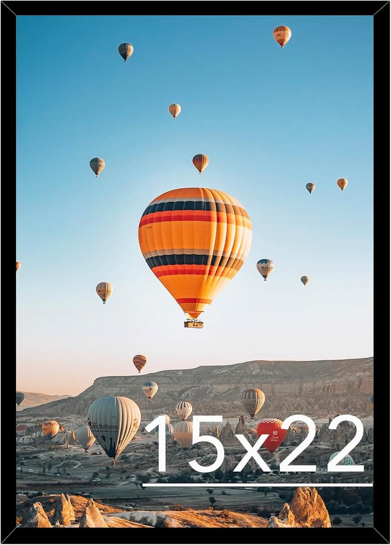 JCJMY 15x22 Picture Frame for Poster Photo Picture, Horizontal and Vertical Formats for Wall Hanging, 15 x 22 Wall Gallery Poster Photo Frame for 15 by 22 Photos Posters, Black
