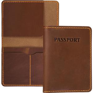 Genuine Leather Passport Holder, Wallet Cover Case for Travel Must Haves, Card Slots - RFID Blocking Travel Wallet - Men's Passports Case (Bourbon Brown)