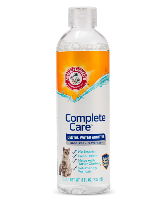 Arm & Hammer Complete Care Fresh Dental Water Additive for Cats - Cat Dental Care for Bad Breath, Includes Cat Enzymatic Toothpaste Action, Cat Grooming Supplies, 8 Fl Oz 