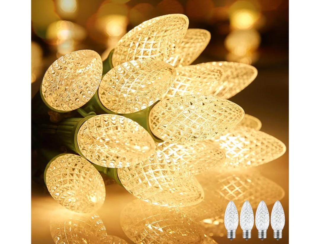 Minetom C9 Christmas String Lights, 100 Ft LED Commercial Outdoor Christmas Lights with 100 Strawberry C9 Bulbs, Waterproof Connectable UL Certified for Outdoor Indoor Roofline Backyard Xmas Decor