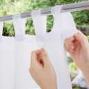 NICETOWN 2 Panels White Sheer Outdoor Curtains for Patio Waterproof, Detachable Sticky Tab Top Elegant Sheer Drapes Easy Hanging for Porch/Party, W54 x L84, White