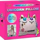 Make Your Own Unicorn Pillow Kit Arts and Crafts for Girls Age 4 5 6 7 8-12 Years Old (No Sew) DIY kit for Kids, DIY Unicorn Craft Supplies Plush Toy Stuffed Pillow, Kids Craft Project Gifts for Girls