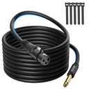 Elecan XLR Female to 1/4 Inch 6.35mm TS Mono Microphone Cable 25 Ft, Professional Unbalanced Patch Cord Adapter for Mic Console, Stage, Speakers, Mixers, AMP, DJ, Instruments Studio Audio+5 Ties