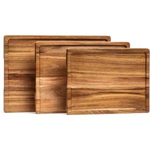 SMIRLY Wood Cutting Board, Bamboo Cutting Board Set, Chopping Board and Wooden Cutting Boards for Kitchen, Small Wood Cutting Board and butcher block (Acacia Wood, 3 Pack)
