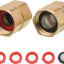 M MINGLE Garden Hose Adapter, Female to Female, 3/4 Inch Heavy Duty Brass Connect Fittings with Dual Swivel, Pressure Washer to Garden Hose Connector, 2-Pack with Extra 4 Washers and 1 Filter