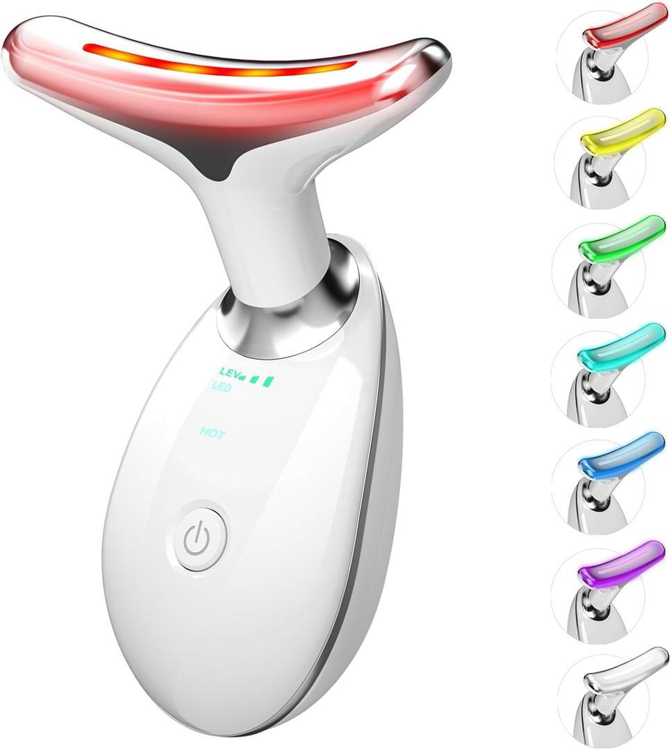 7 in 1 Face Massager Tool, Red Light Therapy for Face and Neck, Red Light Therapy Wand, Face Lift Device for Skin Care, White