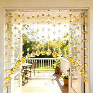 20-Strand Crystal Beaded Curtain, Multicolor Acrylic Arched Room Divider with Rainbow Beads for Bedroom, Living Room, Cafe, 41"W x 23"L