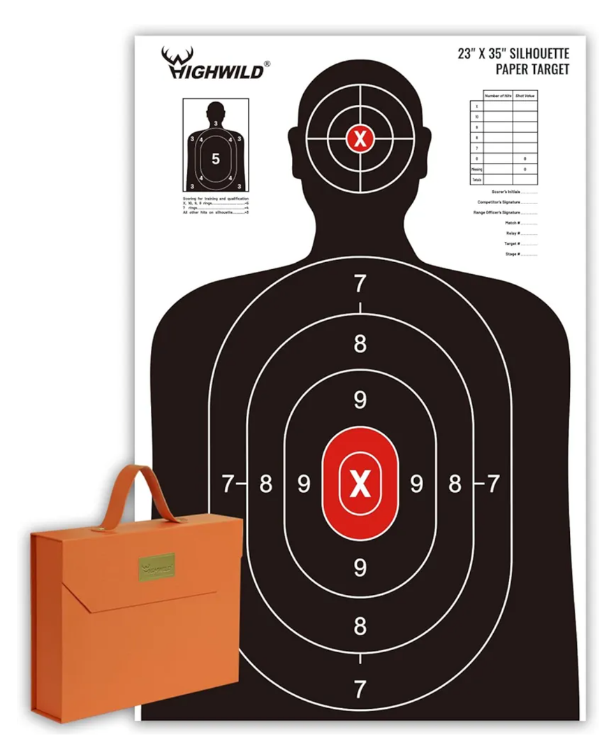 Highwild Shooting Range Silhouette Paper Target - 23X35 Inches - Suitable for Handguns, Rifles, Airguns, BB Guns