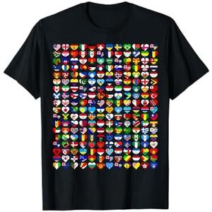 Heart Flags All Countries Flags of The World Flags Unity Day T-Shirt, M