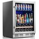 Beverage Fridge 24 Inch Beverage and Cooler Built-in or Freestanding - 120 Cans & 16 Bottles Capacity Refrigerator Cooler