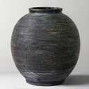 Large Black Ceramic Vase, 10.8" H, Black Bronze Glaze