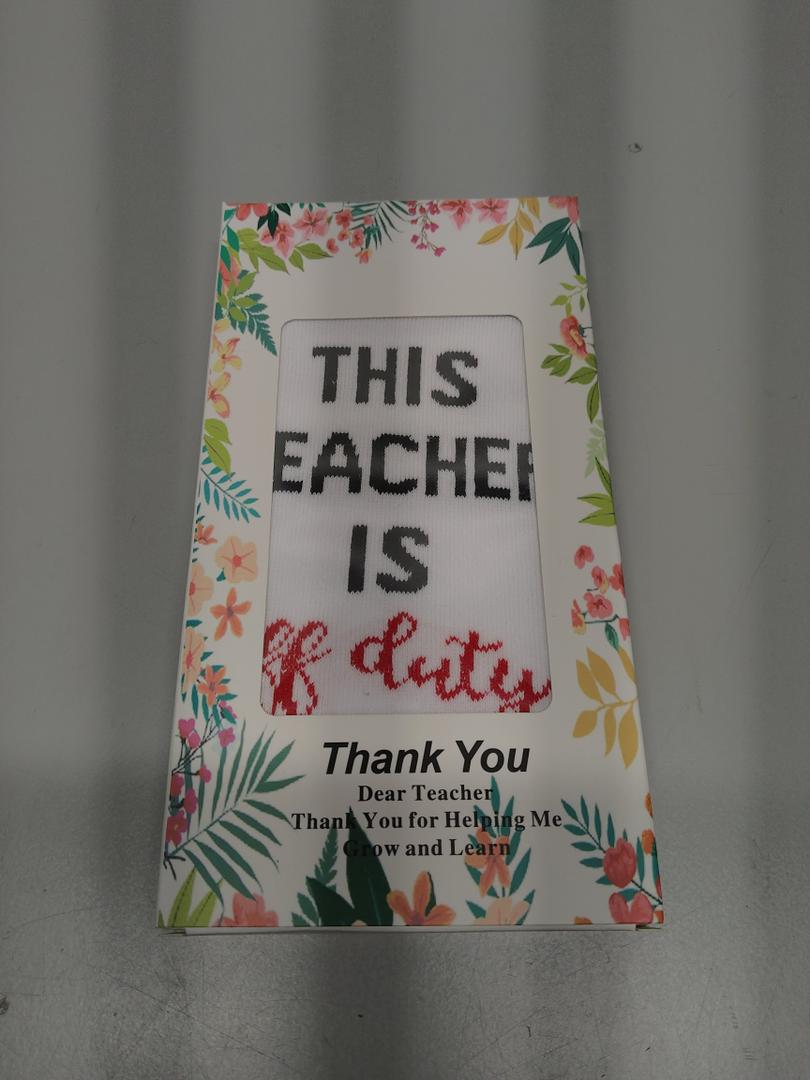 Best Teacher Ever Socks “This Teacher Is Off Duty” Sole Women's One Size 6 - 11