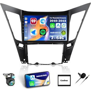 2G+64G Android 13 Car Stereo for Hyundai Sonata 2010-2015 with Wireless Carplay Android Auto,9 Touchscreen Hyundai Sonata Car Radio with Mirror Link WiFi/GPS Bluetooth FM/RDS SWC+AHD Rear Camera