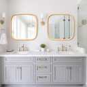 Square Bathroom Mirror,24 inch Nature Wood Wall Mirror,Rustic Vanity Mirror