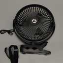 24000mAh Clip on Fan for Golf Cart - 8-inch Portable Rechargeable Fans - Max Up to 150Hrs Work Time - Battery Operated Fan with LED, Remote, Timers, Hook for Office, Desk, Camping, Tent, Treadmill (Black)