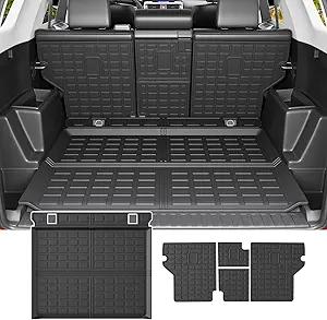 powoq Cargo Mat Compatible with 2010-2024 Toyota 4Runner Back Seat Protector Replacement for 2010-2024 Toyota 4Runner 5 Seater Accessories (Fit W/O Sliding Tray, Rear Backrest Mats+Rear Trunk Mat)