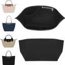 Doxo Longchamp Organizer Insert Medium, Felt Bag Organizer with Cup Holderp, Suitable for Le pliage M Tote Bag and More(Black, M)