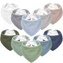Susurration Muslin Baby Bibs 10Pack Baby Bandana Drool Bibs Soft Adjustable Newborn Bibs for Unisex Baby Girls & Boys (Bluegreen)