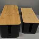 2 Pack Large Cable Management Box  Wooden Style Cord Organizer Box and Cover for TV Wires, Computer, Router, USB Hub and Under Desk Power Strip  Safe ABS Material and Baby-Pets Proof Lock (Black)