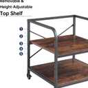 Fannova Under Desk Printer Stand, 20 Inches Deep Large Printer Table with Height Adjustable Storage Shelf, 2 Tier Rolling Printer Cart with Wheels for Home Office - Rustic Brown